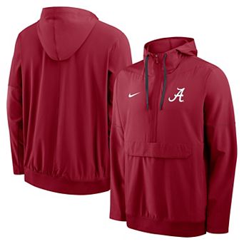 Men's Nike Crimson Alabama Crimson Tide 2026 Sideline Anorak Half-Zip Hooded Jacket