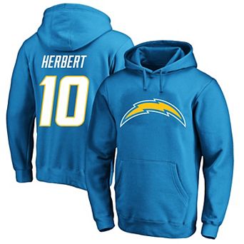 Men's Fanatics Justin Herbert Powder Blue Los Angeles Chargers Big & Tall Name & Number Fleece Hoodie
