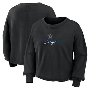 Women's Fanatics Black Dallas Cowboys Oversized Chop Block Boxy Long Sleeve Top