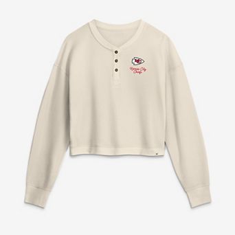 Women's Fanatics Cream Kansas City Chiefs Relaxed Cropped Long Sleeve Shirt