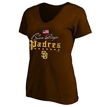 Women's Fanatics Brown San Diego Padres USA 250 Years Plus Size V-Neck T-Shirt