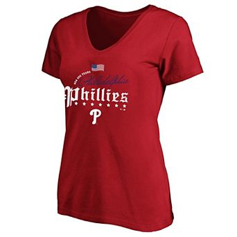 Women's Fanatics Red Philadelphia Phillies USA 250 Years Plus Size V-Neck T-Shirt