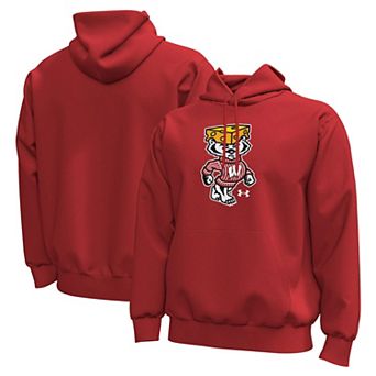 Men's Under Armour Red Wisconsin Badgers Cheesehead Bucky Icon Fleece Hoodie