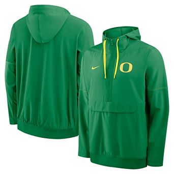 Men's Nike Green Oregon Ducks 2026 Sideline Anorak Half-Zip Hooded Jacket