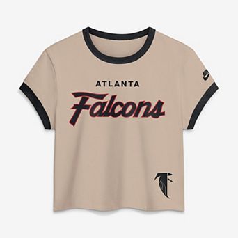 Women's Nike Cream Atlanta Falcons Rewind Ringer Mod Cropped T-Shirt