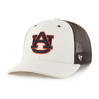 Men's Carhartt x '47 Natural/Brown Auburn Tigers Undyed Trucker Adjustable Hat
