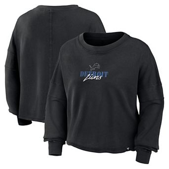 Women's Fanatics Black Detroit Lions Oversized Chop Block Boxy Long Sleeve Top
