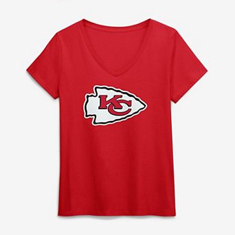 Women's Logo Athletic Red Kansas City Chiefs Primary Logo V-Neck T-Shirt