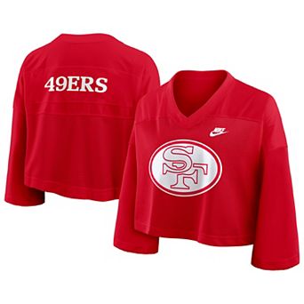 Women's Nike Scarlet San Francisco 49ers Rewind Cropped Mesh Dri-FIT Fashion Jersey