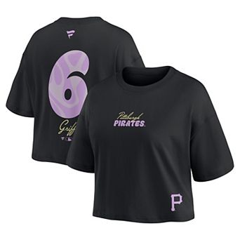 Women's Fanatics Konnor Griffin Black Pittsburgh Pirates Name & Number Cropped Top