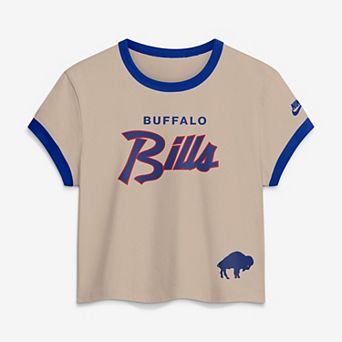 Women's Nike Cream Buffalo Bills Rewind Ringer Mod Cropped T-Shirt