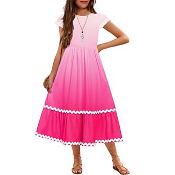 Arshiner Girls Summer Maxi Dresses Short Sleeve Casual Flowy Tiered