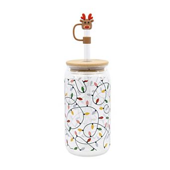 Christmas Light Print Soda Can Cup with Straw
