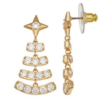 Napier Gold-Tone Christmas Tree Stud Earrings
