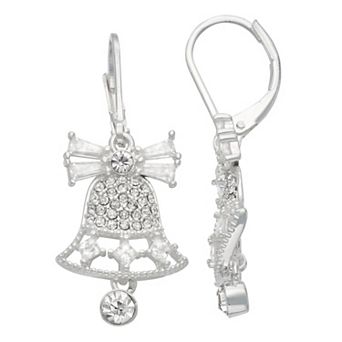 Napier Silver Tone Cubic Zirconia Leverback Shakybell Drop Earrings