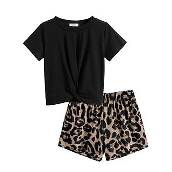 Arshiner Girls Summer Outfits Piece Sets Twist Front Short Sleeve Shirts And Casual Short Sets