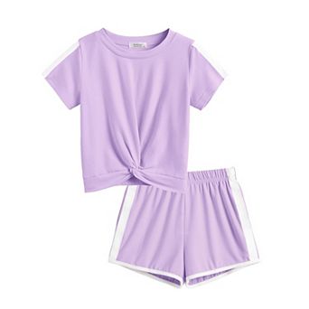 Arshiner Girls Summer Outfits Piece Sets Twist Front Short Sleeve Shirts And Casual Short Sets
