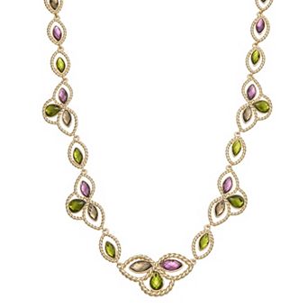 Napier Gold-Tone Multicolor Leaf Collar Necklace
