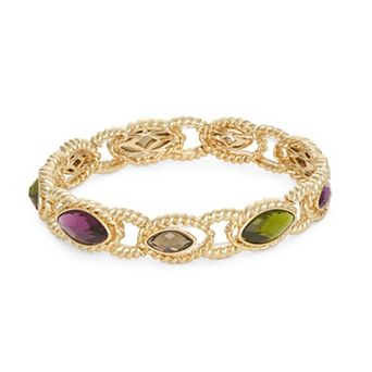 Napier Gold-Tone Multicolor Marquise Stretch Bracelet