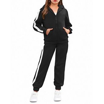 Arshiner Girls Sweatsuits Zip Up Hoodie Sweatshirt And Sweatpant Athletic Tracksuit Jogger Set