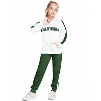 Arshiner Girls Sweatsuits Zip Up Hoodie Sweatshirt And Sweatpant Athletic Tracksuit Jogger Set