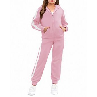Arshiner Girls Sweatsuits Zip Up Hoodie Sweatshirt And Sweatpant Athletic Tracksuit Jogger Set