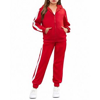 Arshiner Girls Sweatsuits Zip Up Hoodie Sweatshirt And Sweatpant Athletic Tracksuit Jogger Set
