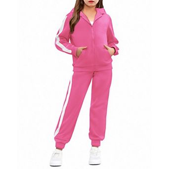 Arshiner Girls Sweatsuits Zip Up Hoodie Sweatshirt And Sweatpant Athletic Tracksuit Jogger Set