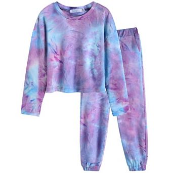 Arshiner Girls Tie Dye Outfits Sweatsuits Set Cute Pullover Hoodies Sweatshirts Jogger Sweatpants
