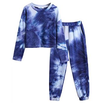 Arshiner Girls Tie Dye Outfits Sweatsuits Set Cute Pullover Hoodies Sweatshirts Jogger Sweatpants