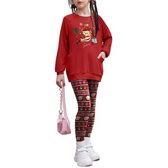 Arshiner Girls Trendy Leopard Outfits Piece Long Sleeve Top And Pants Casual Clothing For Girls
