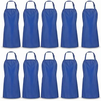 10 Pack Bib Apron Adjustable 2 Pockets Water Oil Resistant Cooking Chef