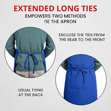 10 Pack Bib Apron Adjustable 2 Pockets Water Oil Resistant Cooking Chef