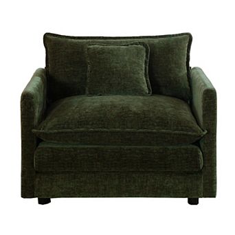 Comfy Deep Single Seat Sofa Upholstered Reading Armchair Living Room Chair Chenille Fabric