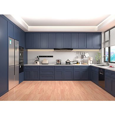 30" Navy Blue Shaker Base Cabinet with Soft-Close Door