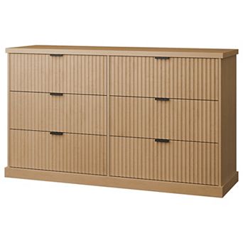 Modern 6-Drawer Dresser with Wavy Design and Smooth Glide Drawers