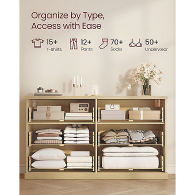 Modern 6-Drawer Dresser with Wavy Design and Smooth Glide Drawers