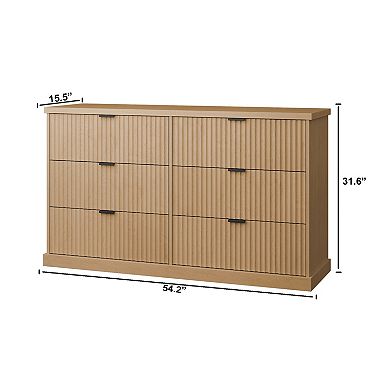 Modern 6-Drawer Dresser with Wavy Design and Smooth Glide Drawers