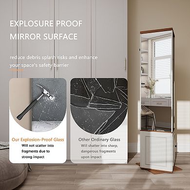 360° Rotating Storage Cabinet with Full-Length Mirror
