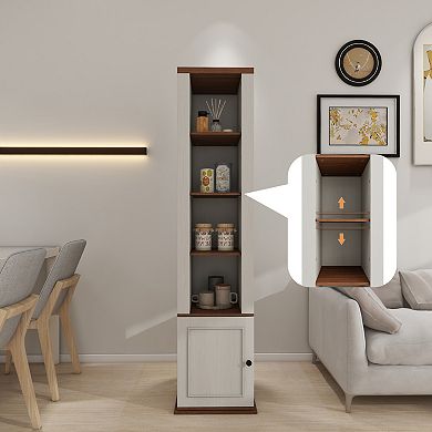 360° Rotating Storage Cabinet with Full-Length Mirror