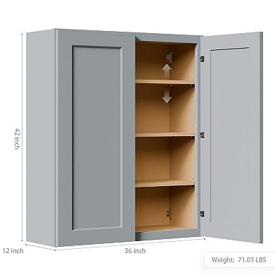 Gray Shaker 36" Solid Wood Wall Cabinet