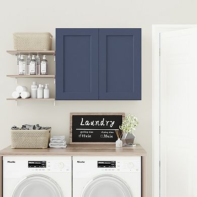 Navy Blue Shaker 36" Solid Wood Wall Cabinet