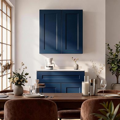 Navy Blue Shaker 36" Solid Wood Wall Cabinet