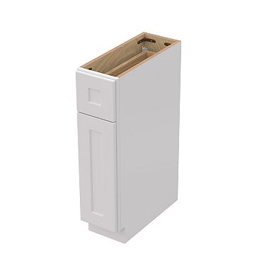 9 inch Narrow White Shaker Base Cabinet Soft-Close Drawer and Door