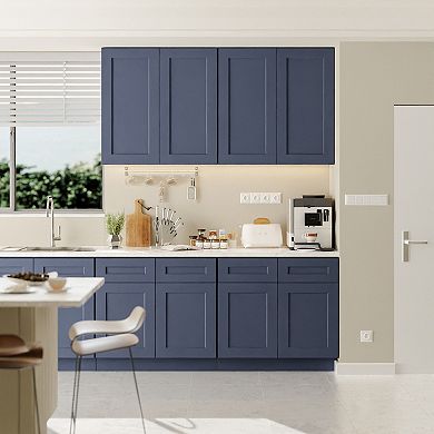 Navy Blue Shaker 36" Solid Wood Wall Cabinet