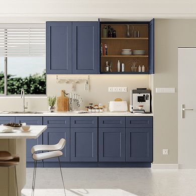 Navy Blue Shaker 36" Solid Wood Wall Cabinet
