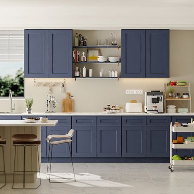 Navy Blue Shaker 36" Solid Wood Wall Cabinet