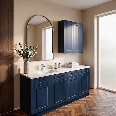 Navy Blue Shaker 30" Solid Wood Wall Cabinet