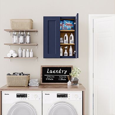 Navy Blue Shaker 24" Solid Wood Wall Cabinet