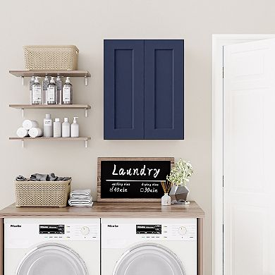 Navy Blue Shaker 24" Solid Wood Wall Cabinet